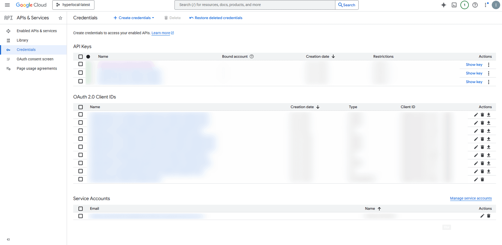 Credentials page