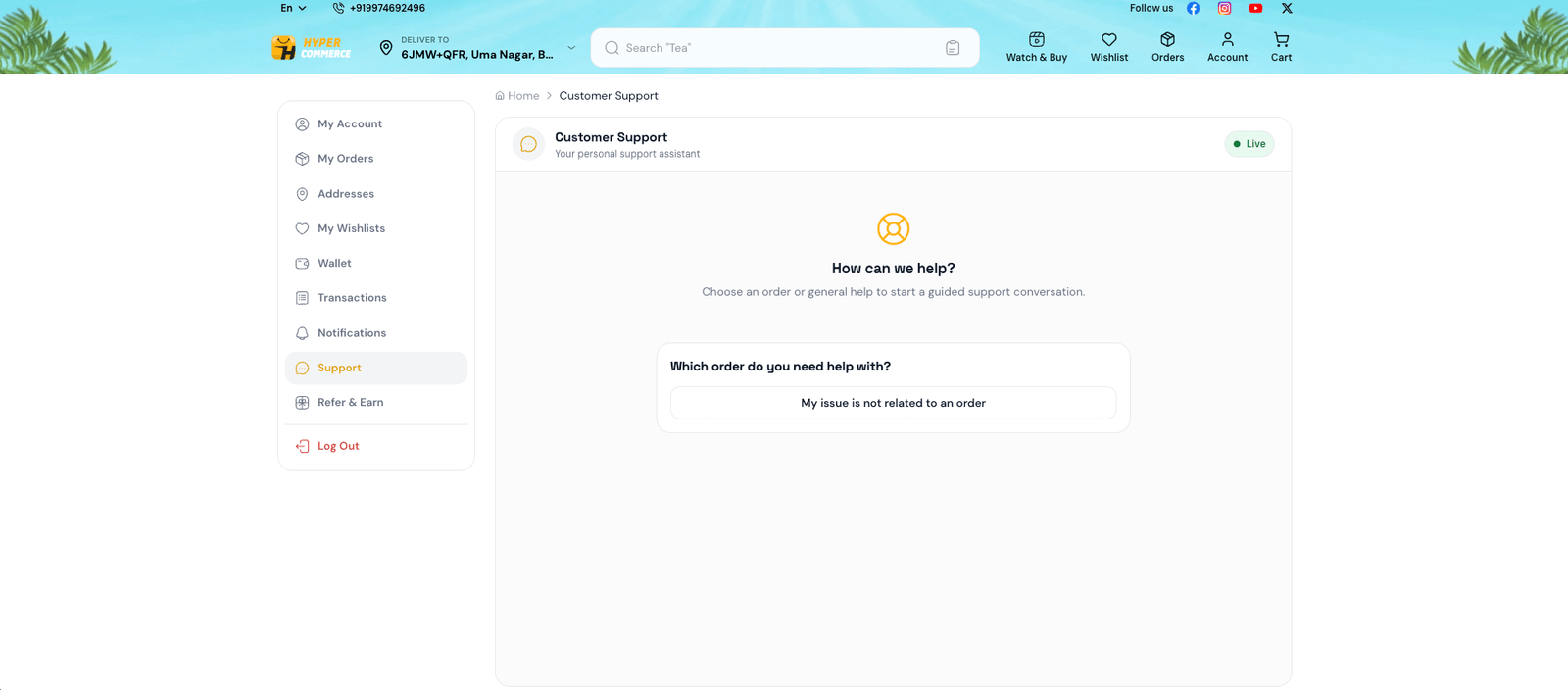 Customer guided support flow